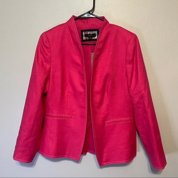 J. Crew Jackets & Coats J Crew Womens Fuscia Pink Linen Going Out Blazer Size 8 Nwt 68 Open